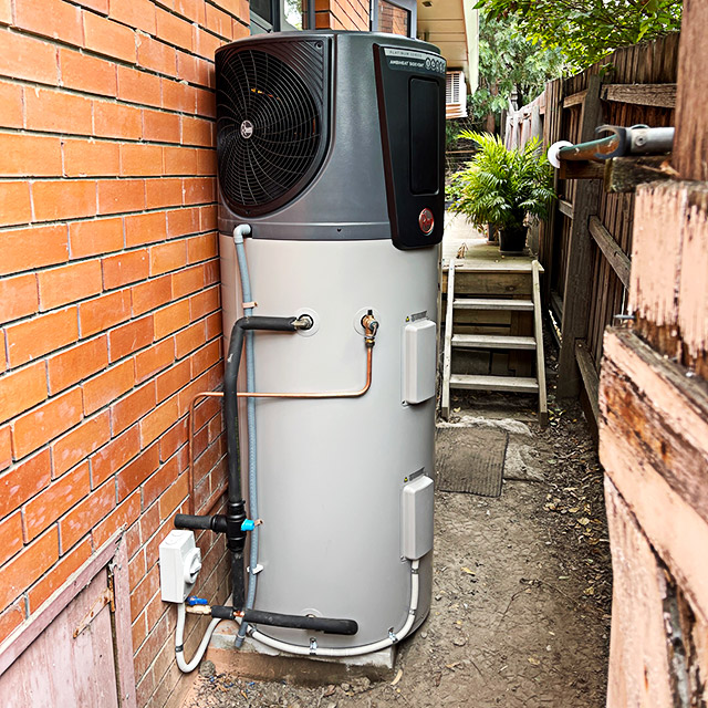 Electric heat pump hot water service